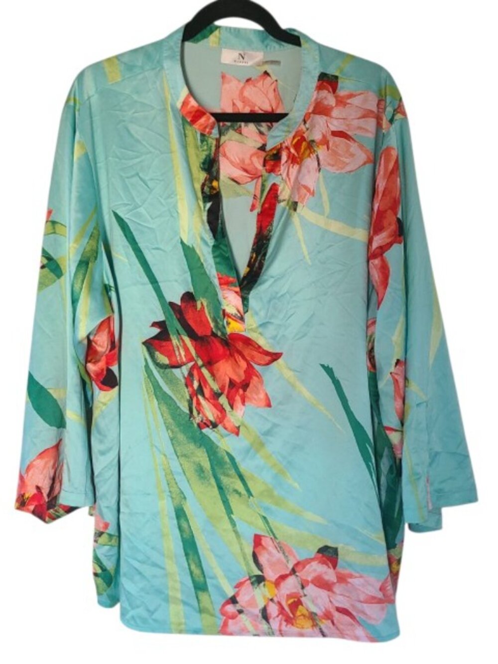 Natori 2X Tropical Floral Lounge Top Sleepwear Resort Tunic Plus Size Vacation